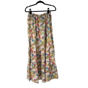 Aakaa‎ Bright Floral Tiered Midi Maxi Skirt Sz L Women’s